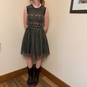 Weston Wear Wool Blend Lace Pretty Dress w/Tulle Skirt XS